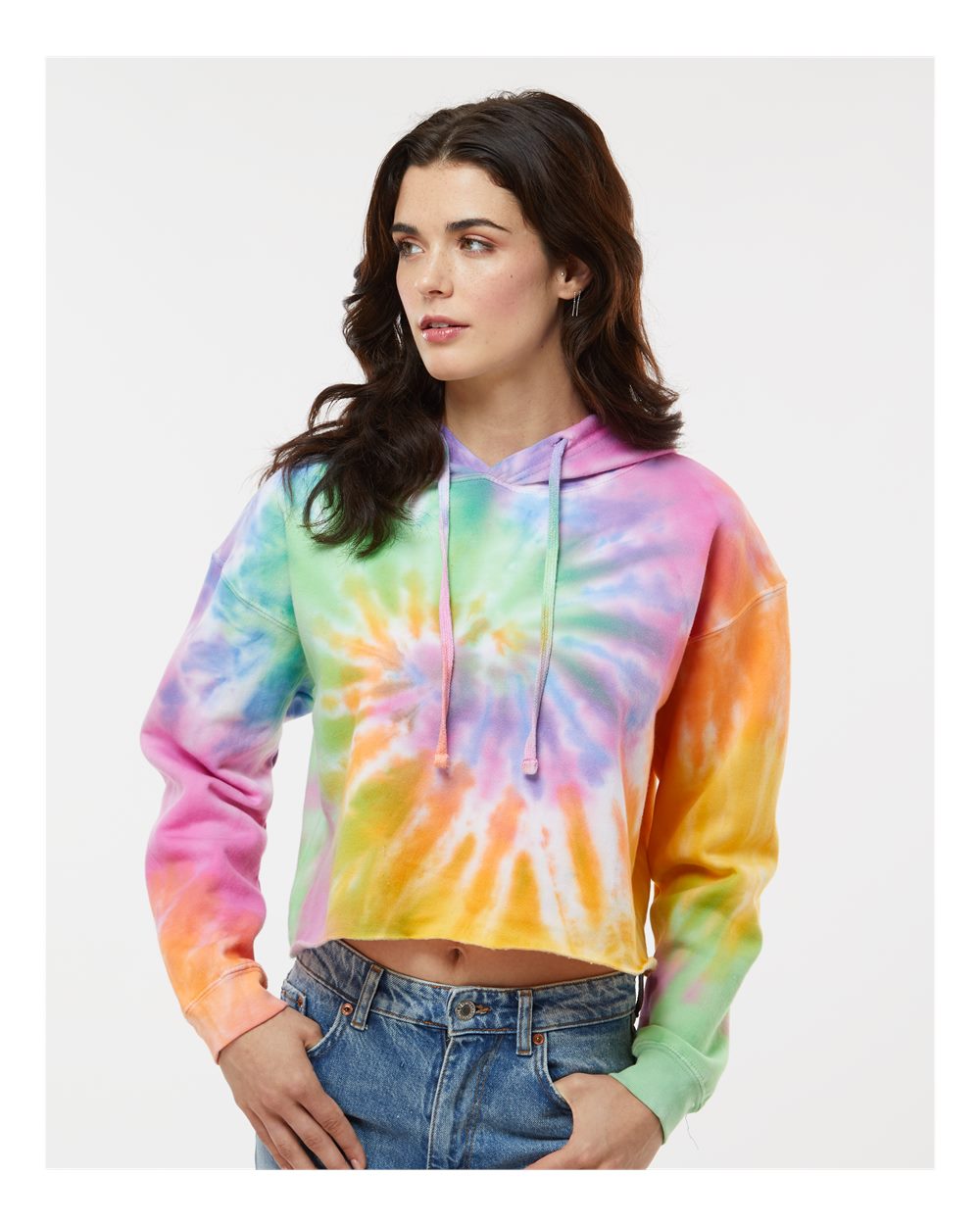 Women's Tie-Dyed Crop Hooded Sweatshirt_8333