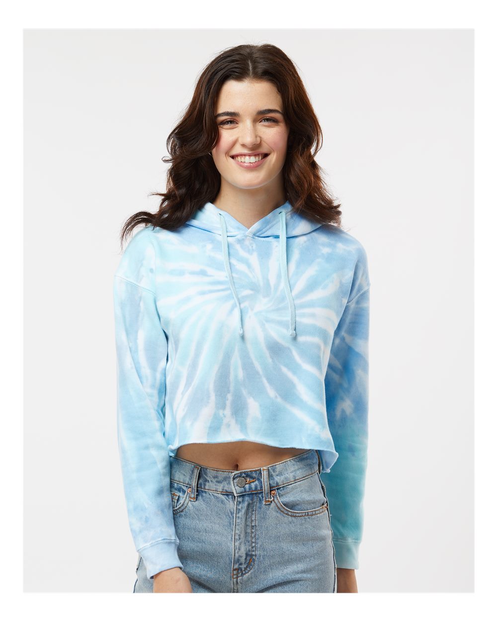 Women's Tie-Dyed Crop Hooded Sweatshirt_8333