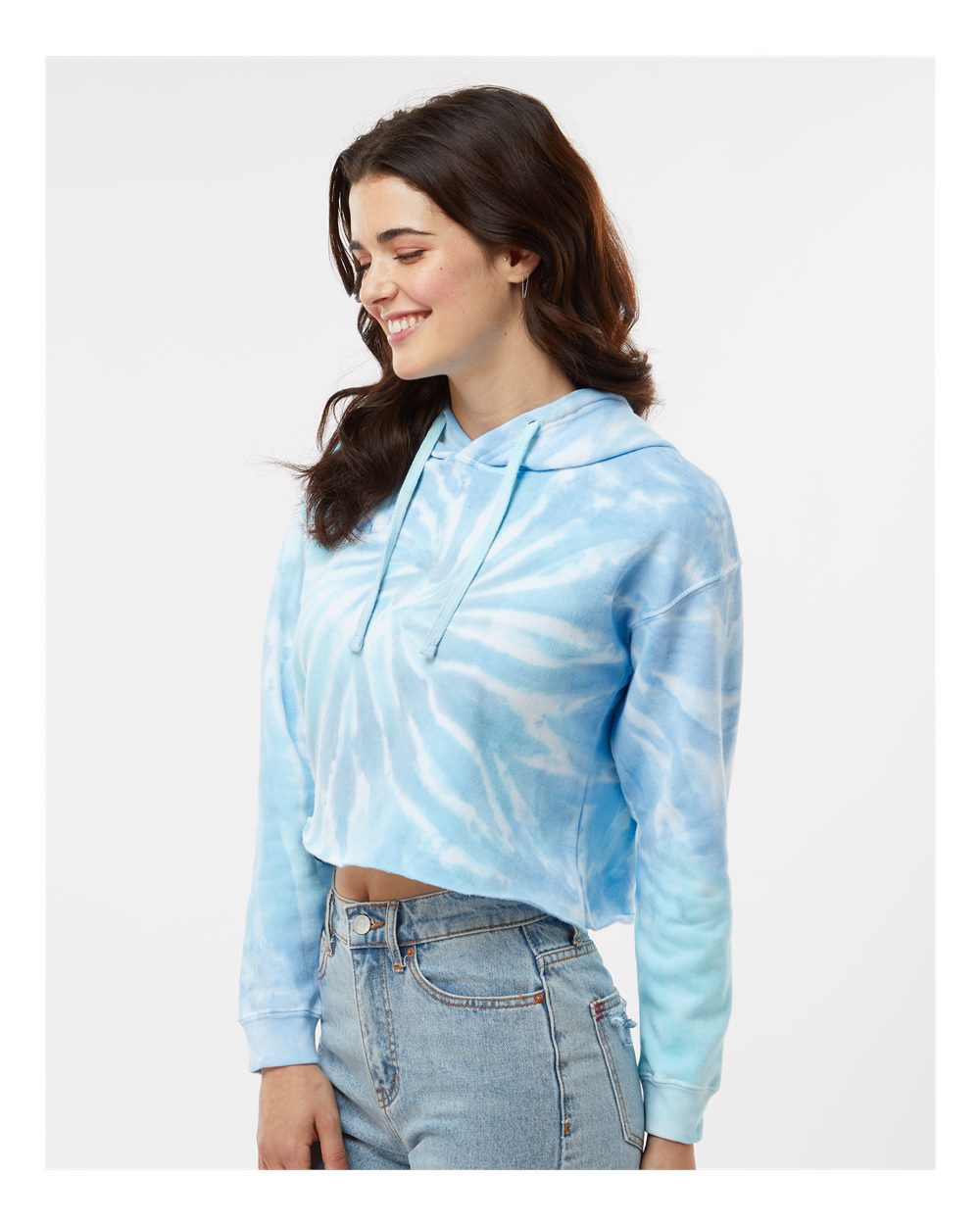 Women's Tie-Dyed Crop Hooded Sweatshirt_8333