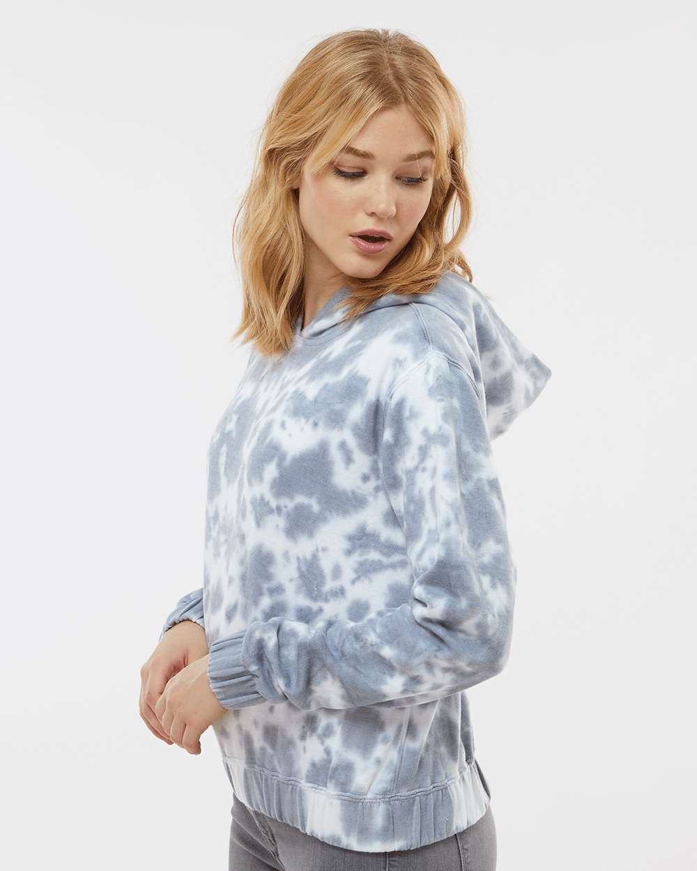 Women's Sueded Fleece_Tie-Dyed Crop Hooded Sweatshirt